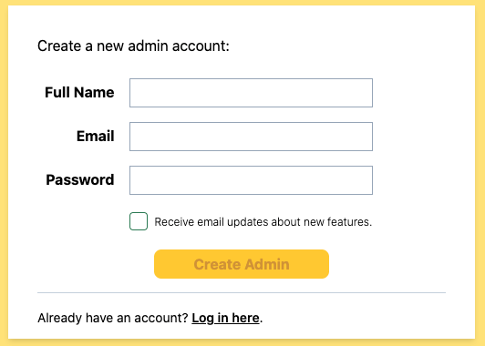 Create a new admin account